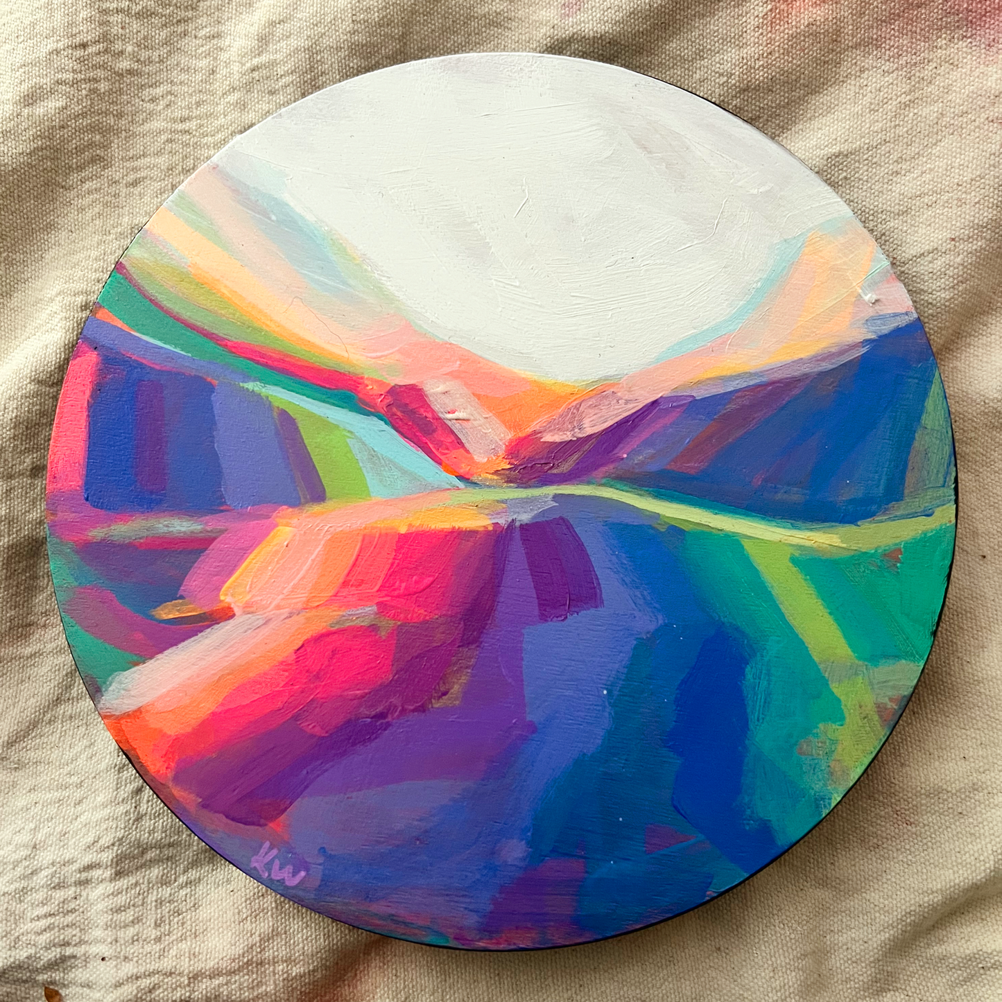 Peinture à l'huile 'Banff's Equinox', panneau de bouleau 16 x 16