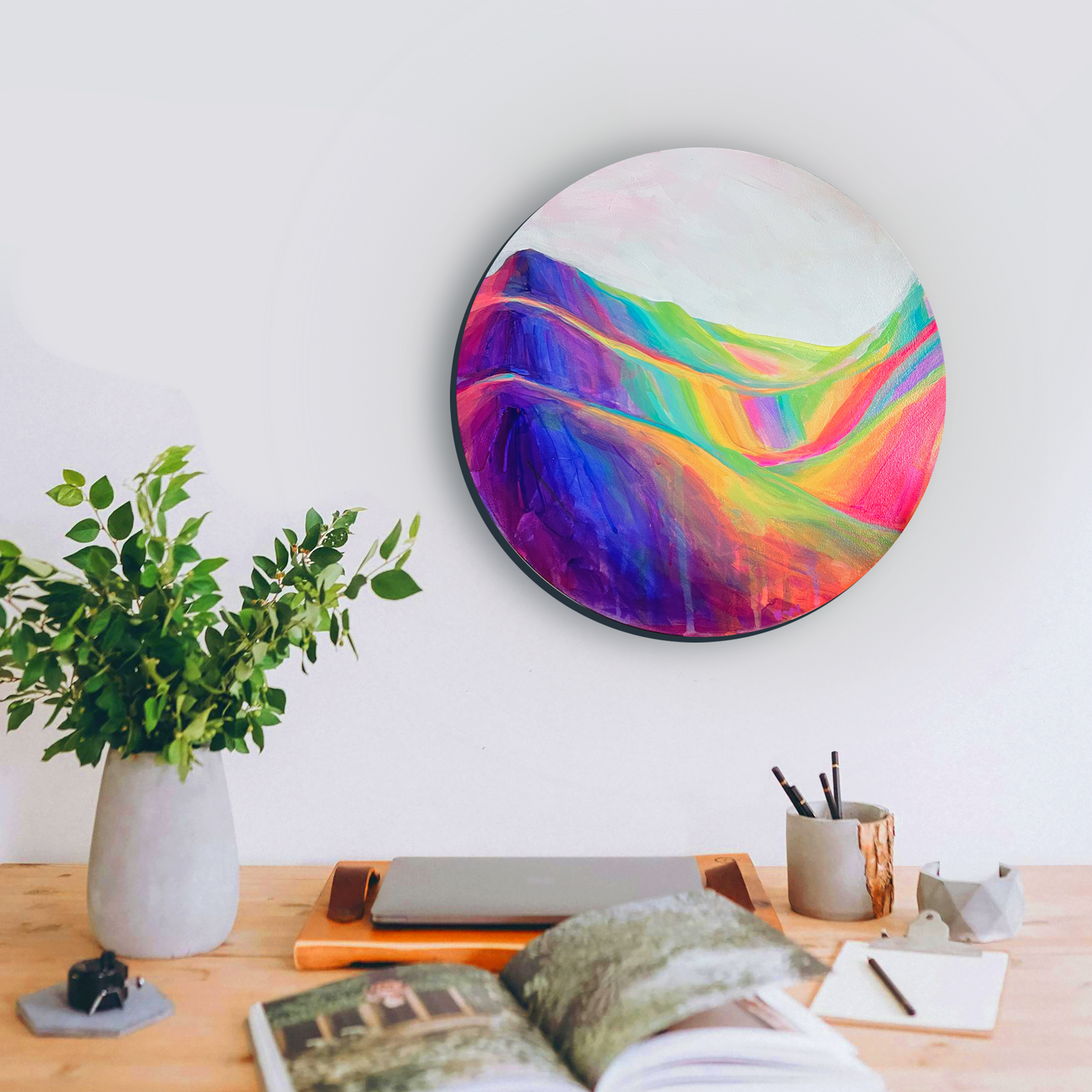 Peinture à l'huile 'Banff's Equinox', panneau de bouleau 16 x 16