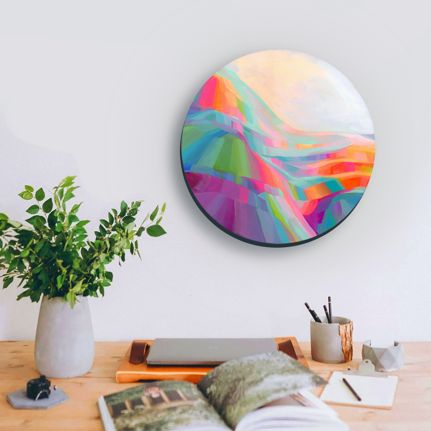 Peinture à l'huile 'Banff's Equinox', panneau de bouleau 16 x 16