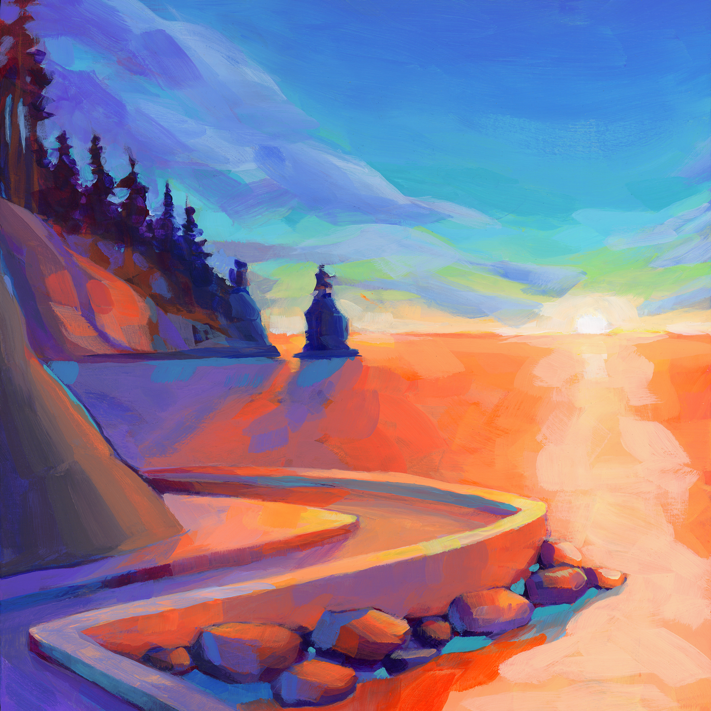 Golden Hour on the Seawall' 10"x10" gallery panel