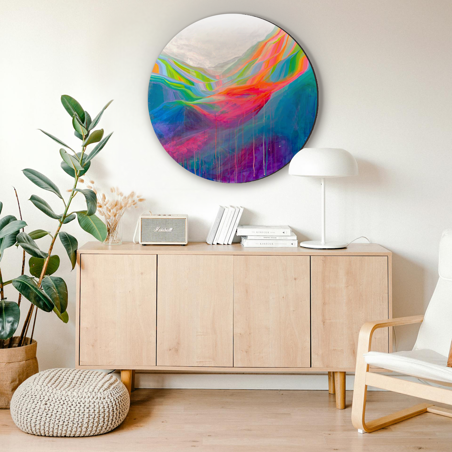 Peinture à l'huile 'Banff's Equinox', panneau de bouleau 16 x 16