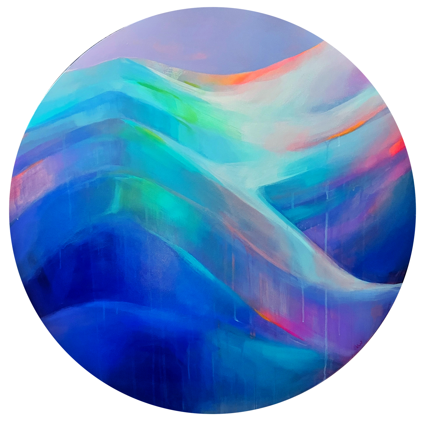 ‘Moonrise Kingdom’ acrylic painting 30" Round Maple Panel