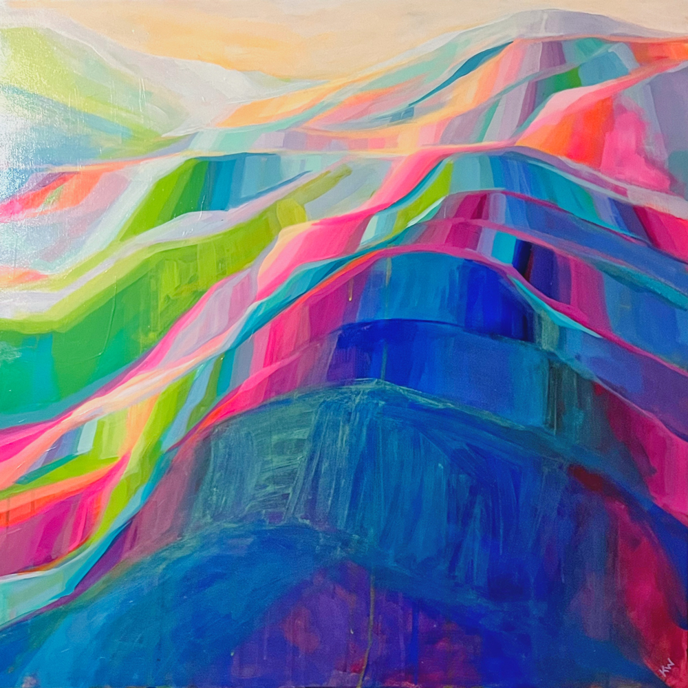 Peinture à l'huile 'Banff's Equinox', panneau de bouleau 16 x 16