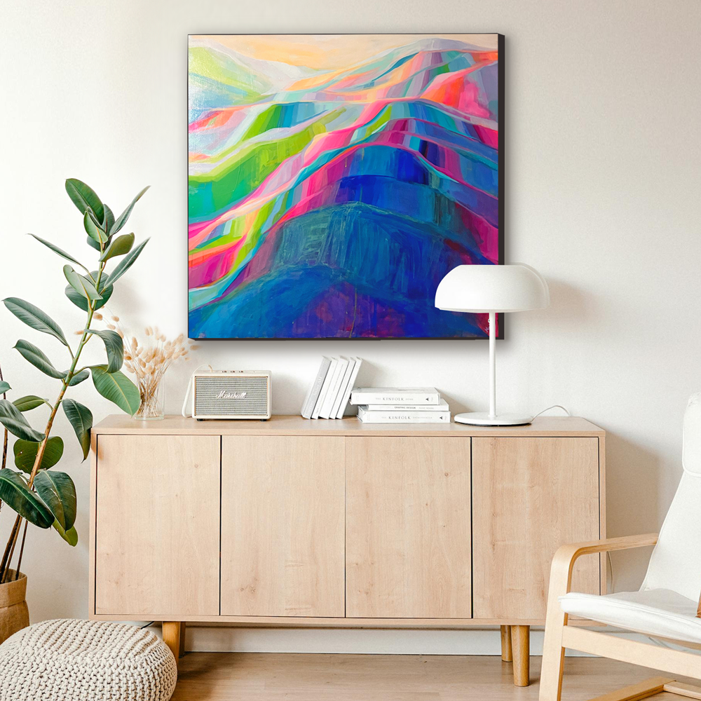 Peinture à l'huile 'Banff's Equinox', panneau de bouleau 16 x 16
