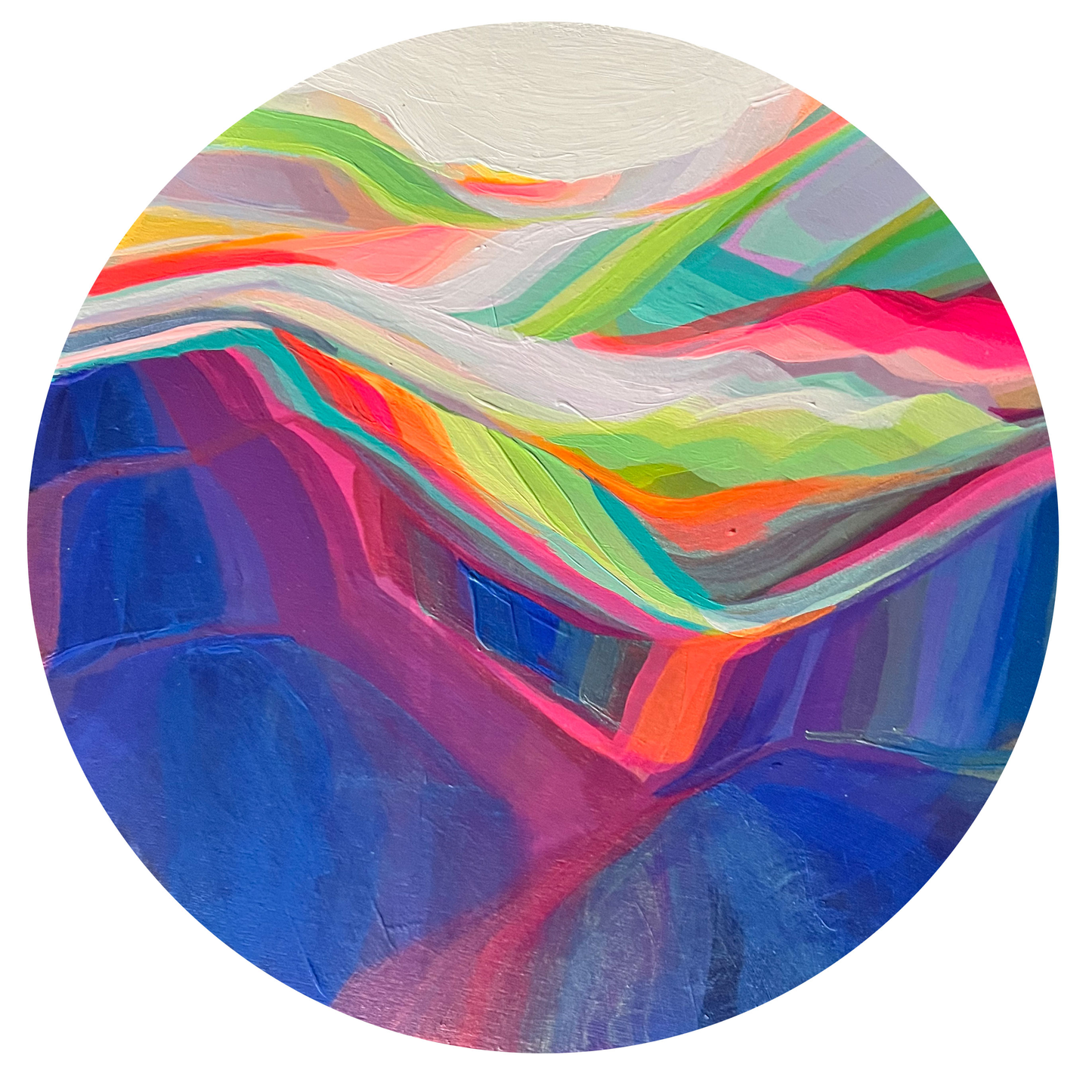 Peinture à l'huile 'Banff's Equinox', panneau de bouleau 16 x 16