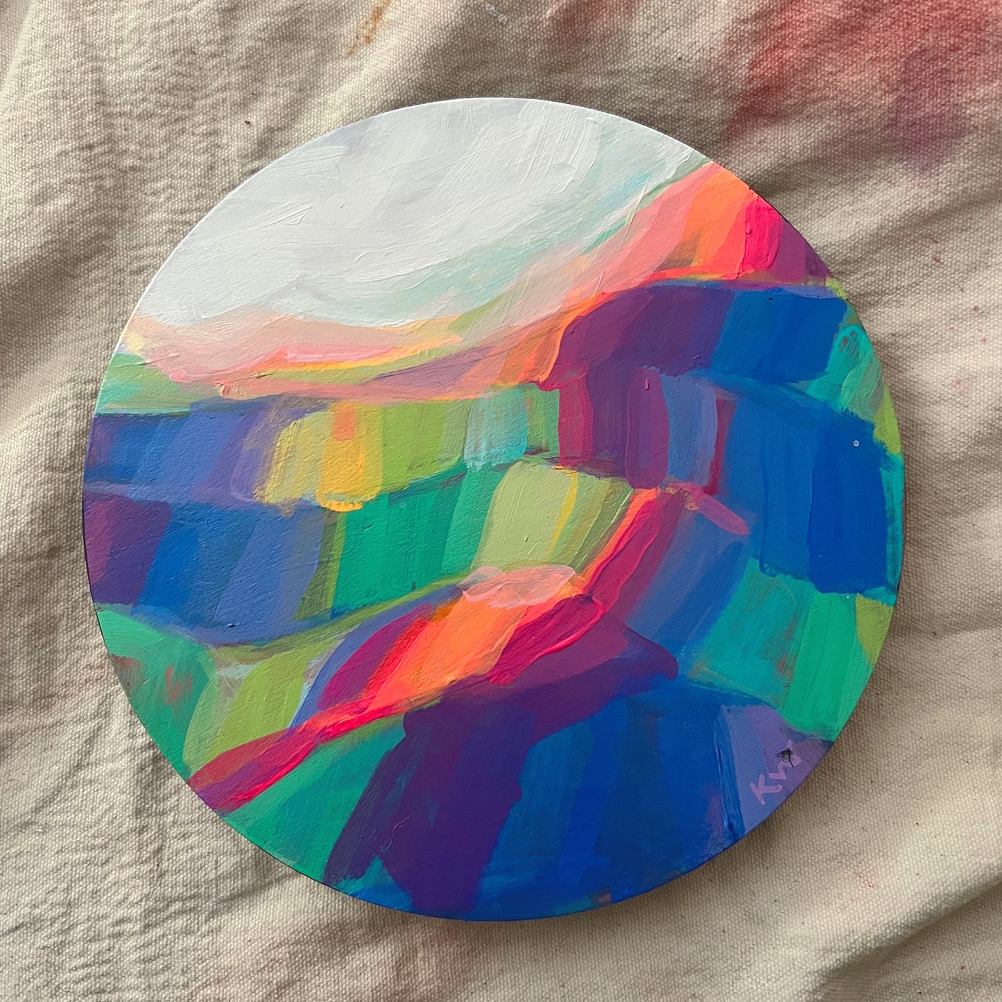 Peinture à l'huile 'Banff's Equinox', panneau de bouleau 16 x 16