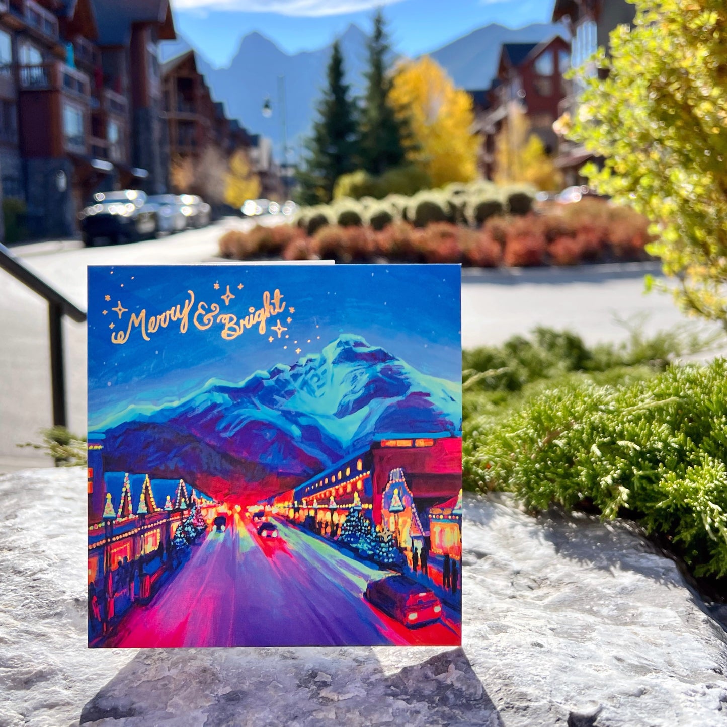 Holidays Cards Set of 4 - Festive Banff Avenue