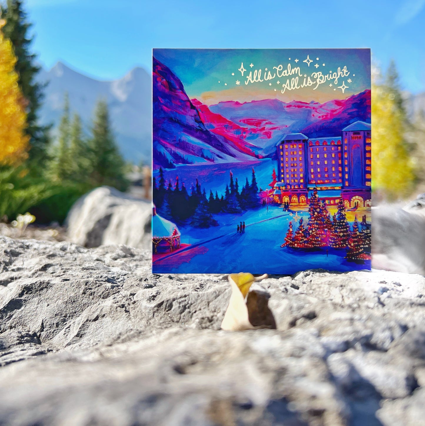 Holiday Cards Set of 4 - A Quiet Night at the Chateau (Lake Louise)