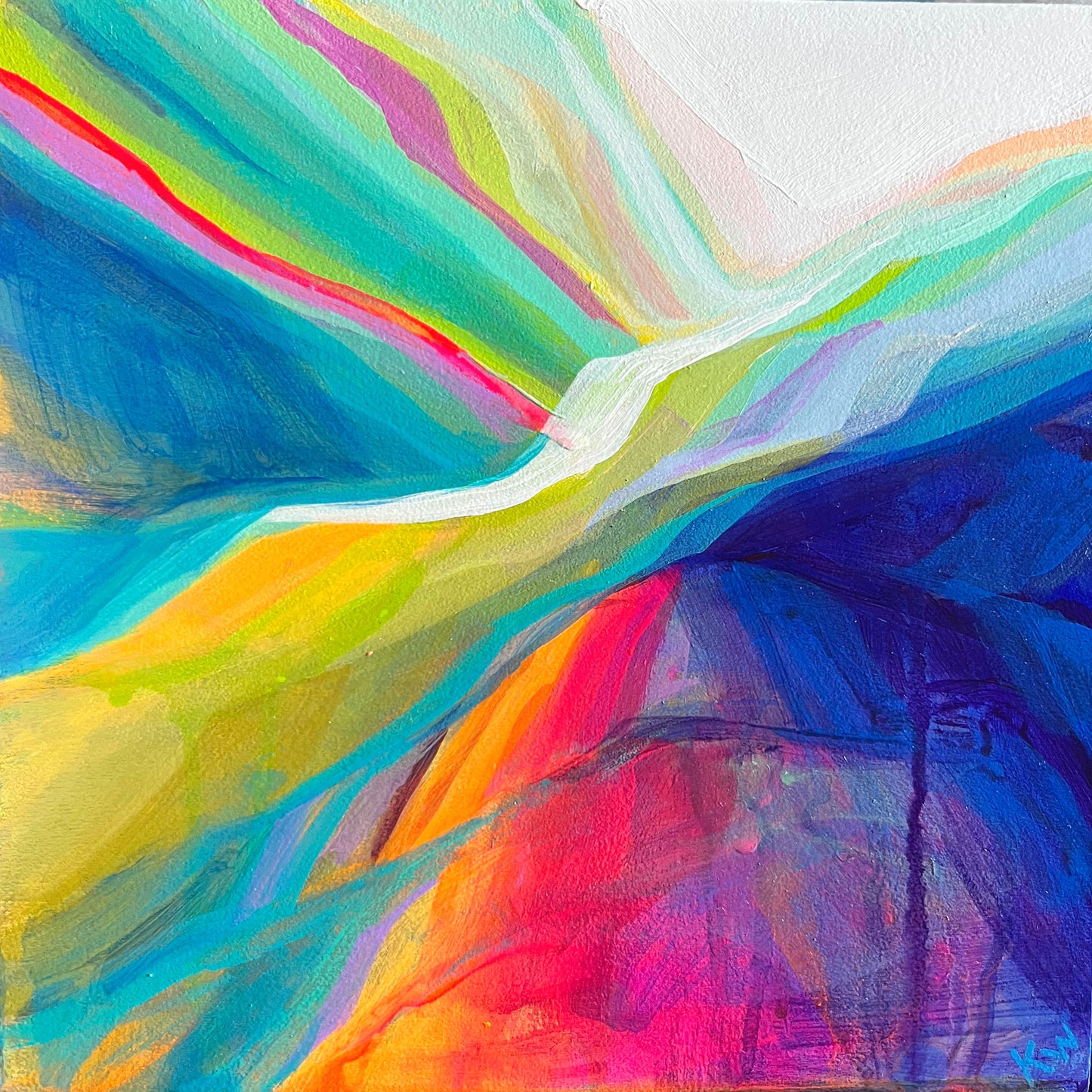 Peinture à l'huile 'Banff's Equinox', panneau de bouleau 16 x 16
