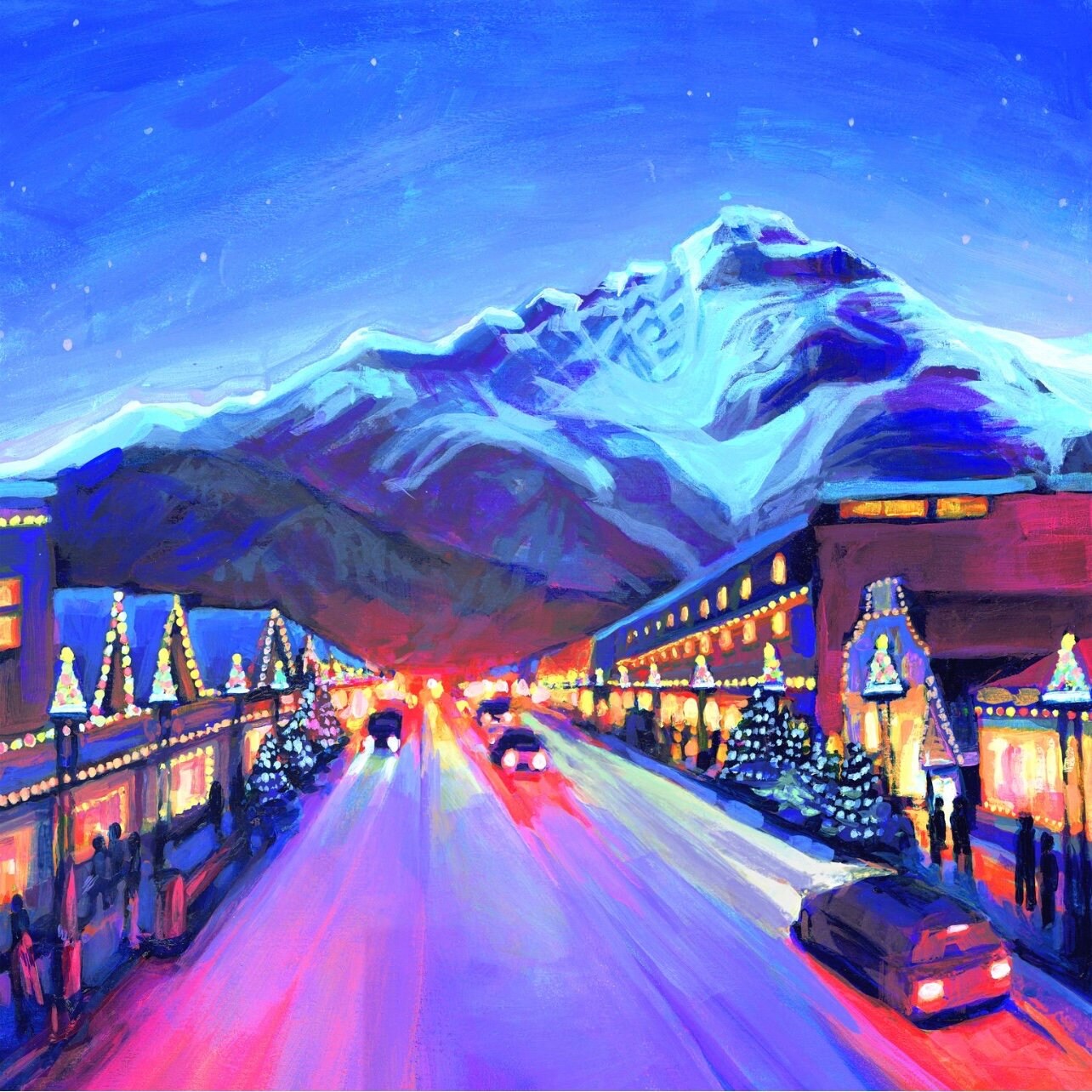 Panneau 6 x 6 à montage encastré « Festive Banff Avenue »