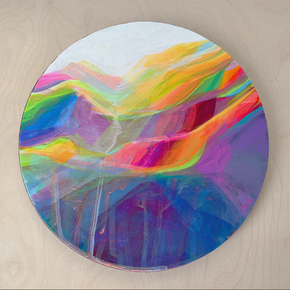 ‘Penny Candy’ acrylic painting 10" Round Wood Panel