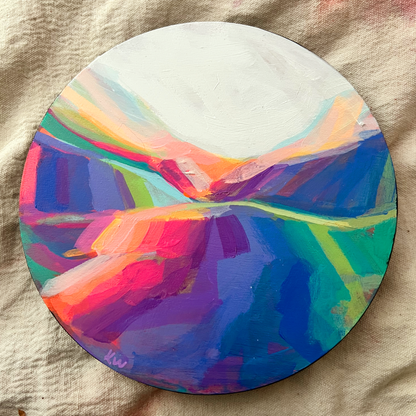 ‘Dancing Queen’ acrylic painting 8" Round Wood Panel