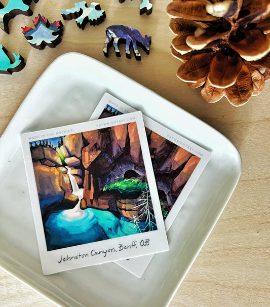 Vinyl Polaroid Sticker - Johnston Canyon, Banff National Park