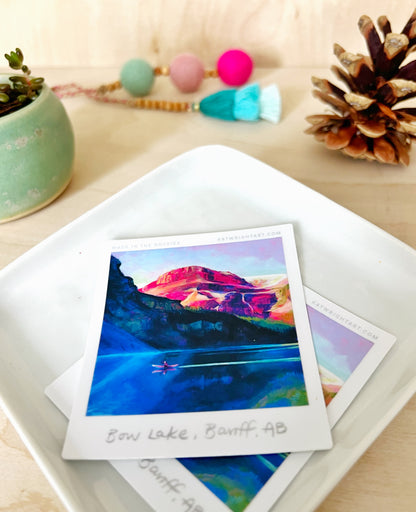 Vinyl Polaroid Sticker - Sunrise Paddle on Bow Lake, Banff National Park
