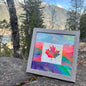 ‘Oh Canada’ framed acrylic painting 8”x8” masonite panel