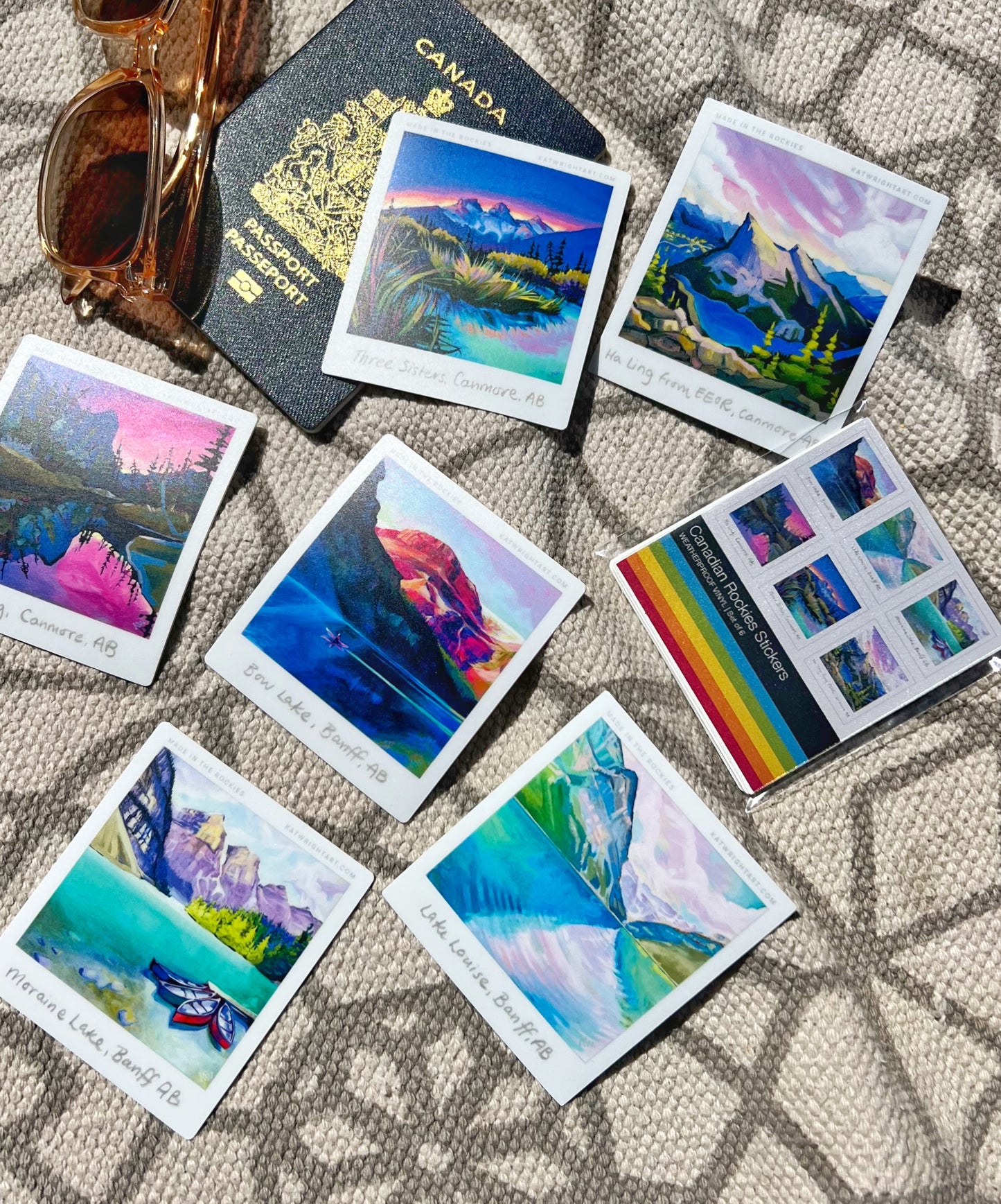 Canadian Rockies Polaroid Stickers 3.25” tall - Pack of Six