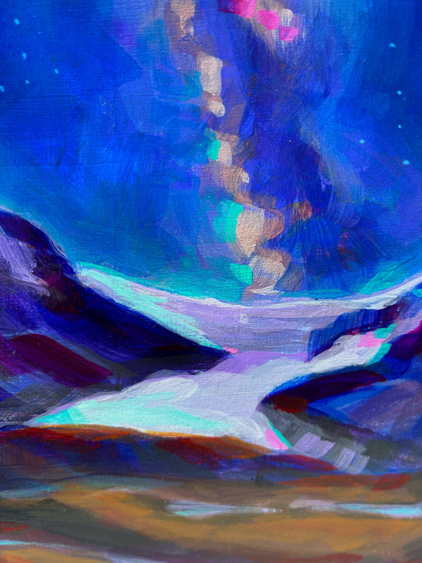 Peinture à l'huile 'Banff's Equinox', panneau de bouleau 16 x 16