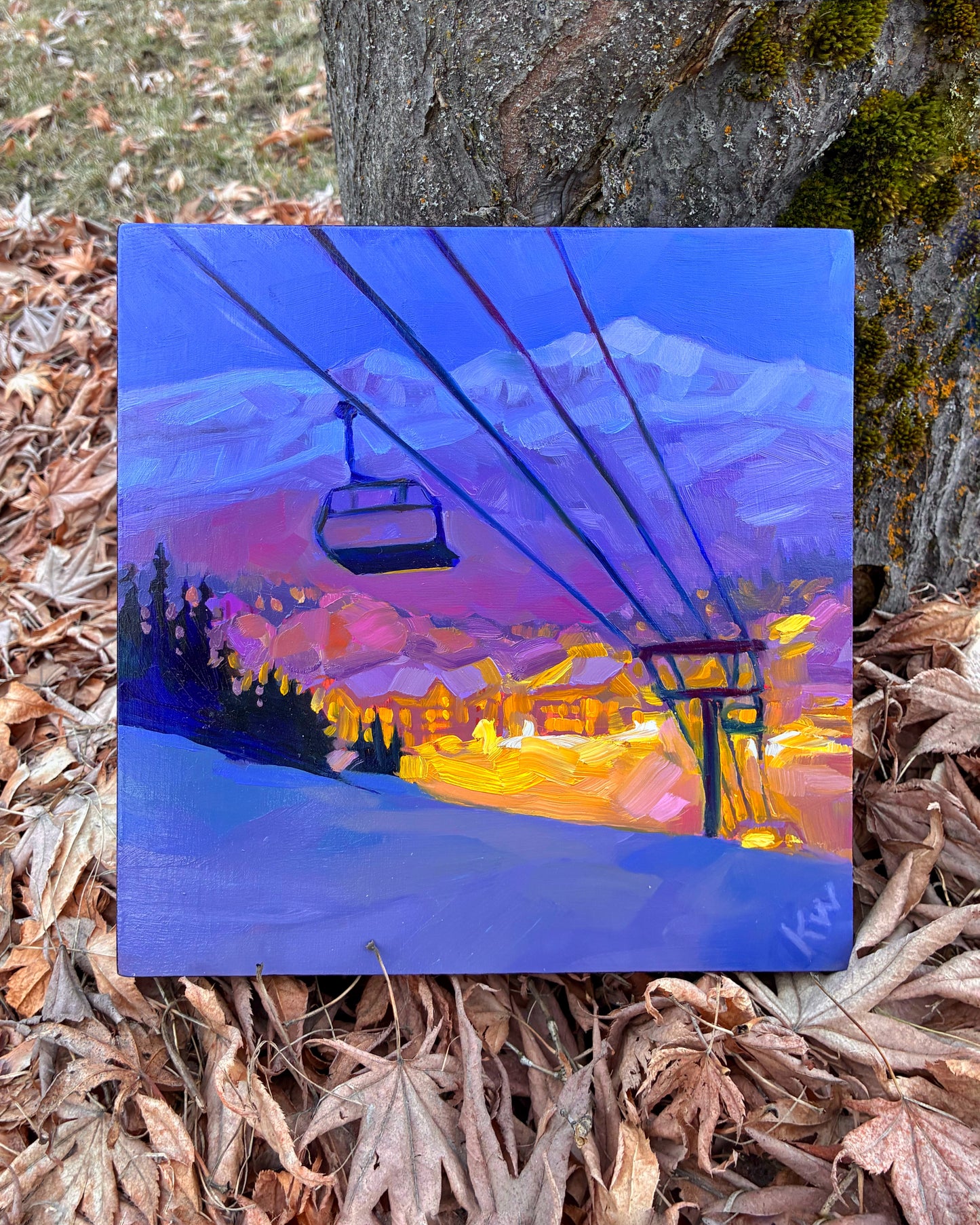 ‘Rainbow Mountain' (Whistler) oil painting 8”x8” gallery panel