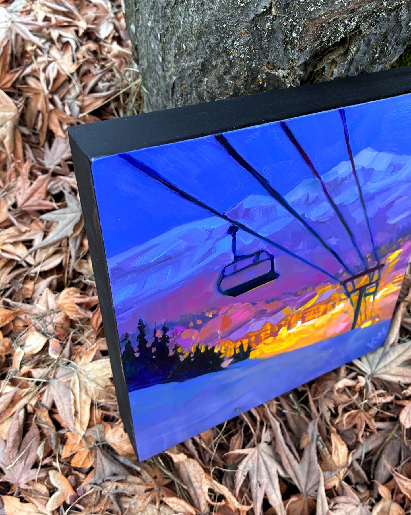 ‘Rainbow Mountain' (Whistler) oil painting 8”x8” gallery panel