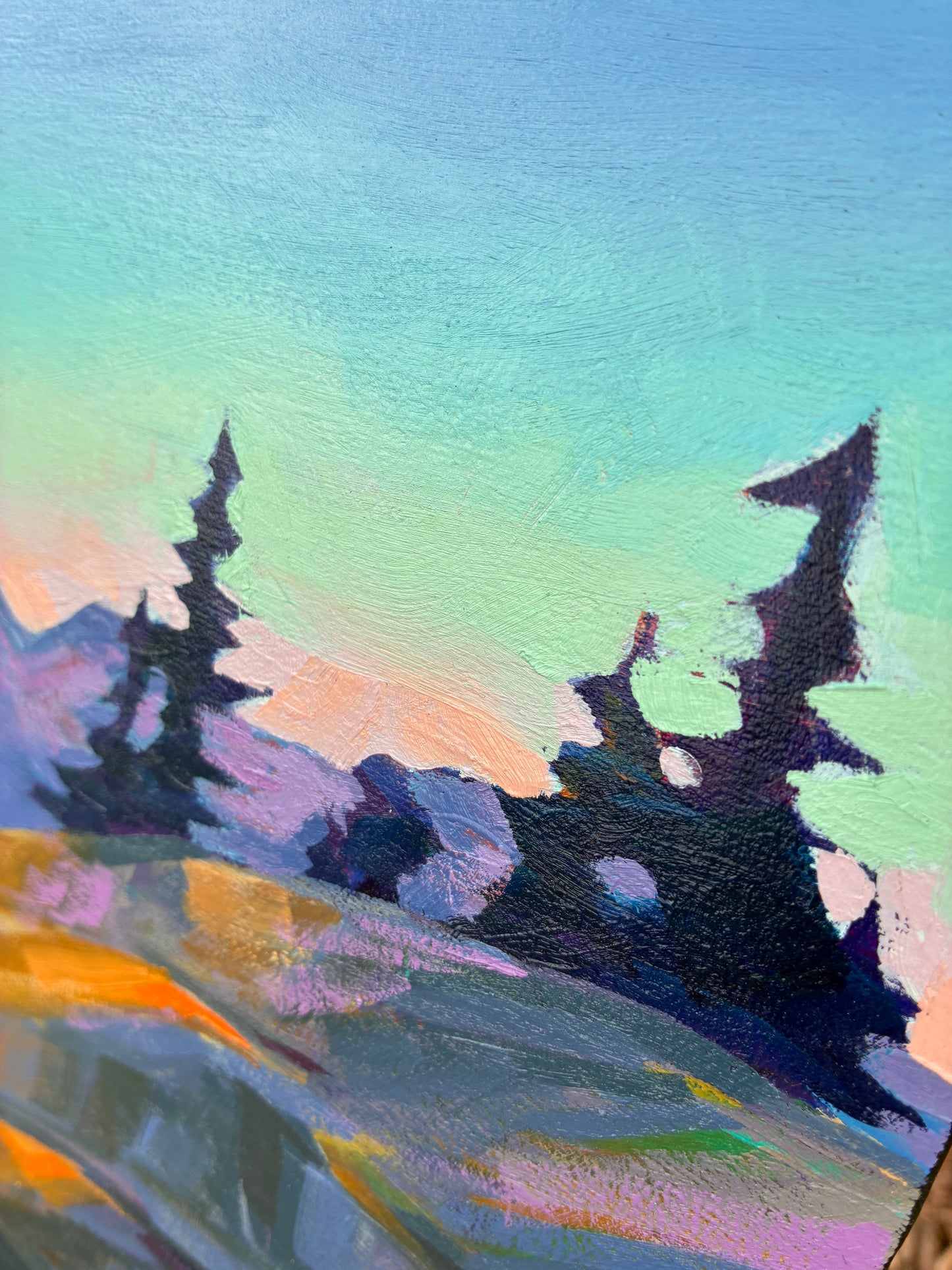 "It's Lonely at the Top" 30"x30" oil on wood panel