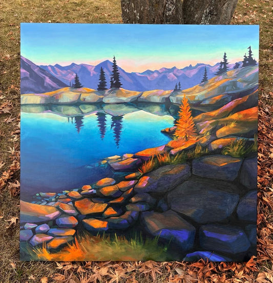 "It's Lonely at the Top" 30"x30" oil on wood panel