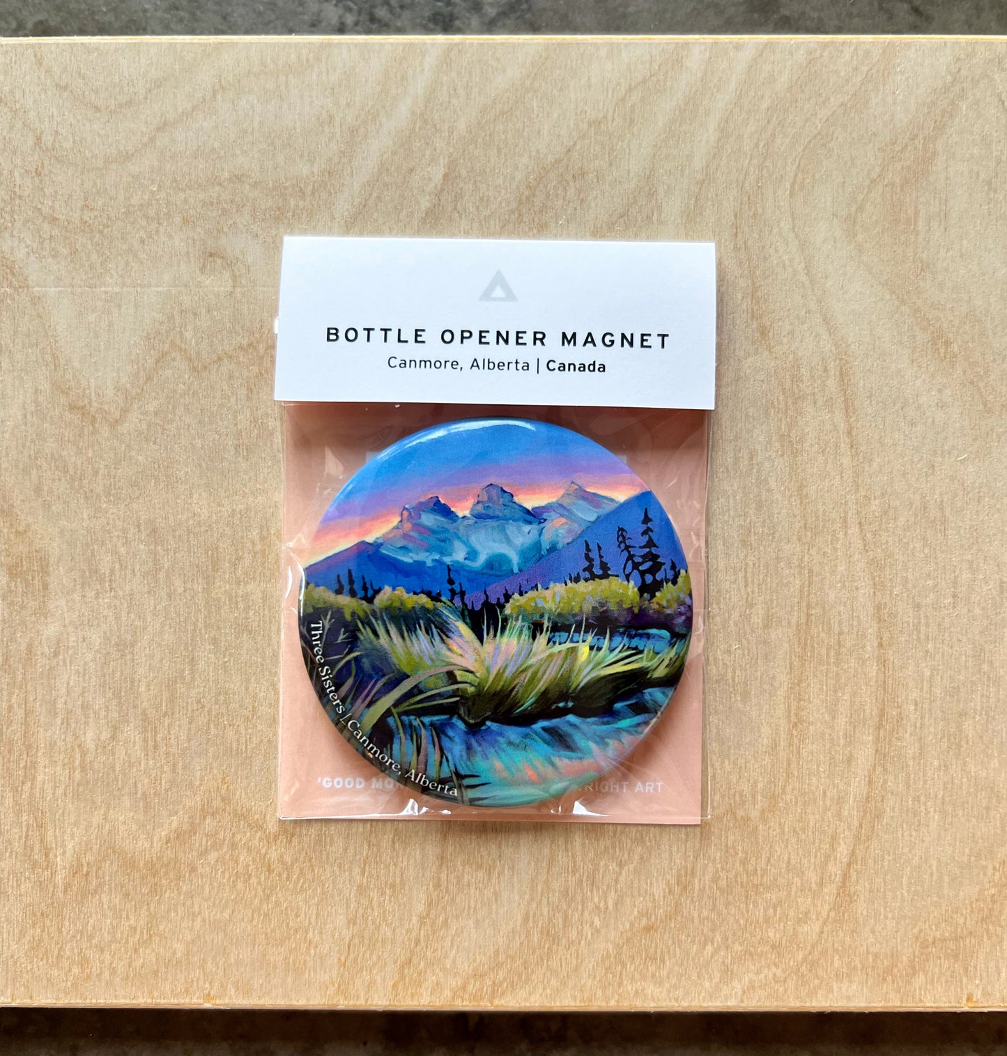 Good Morning Canmore Three Sisters Magnet / Bottle Opener