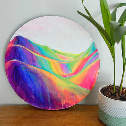 ‘Citrus Sorbet’ acrylic painting 12" Round Wood Panel