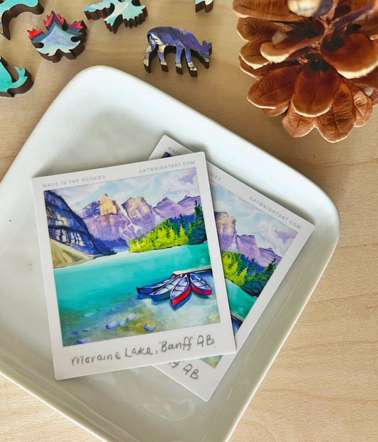 Vinyl Polaroid Sticker - Moraine Lake, Banff National Park