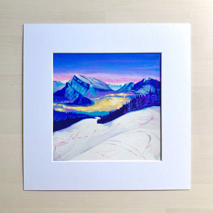 'Banff Town' Matted Art Print 8x8