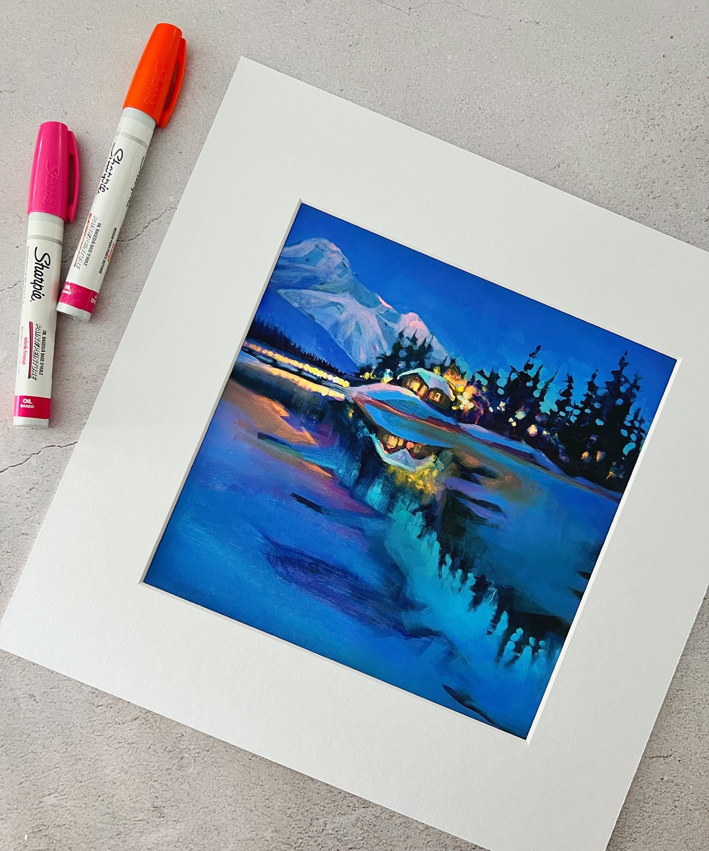 « Jour le plus court de l’année » Emerald Lake Matted Art Print 8x8