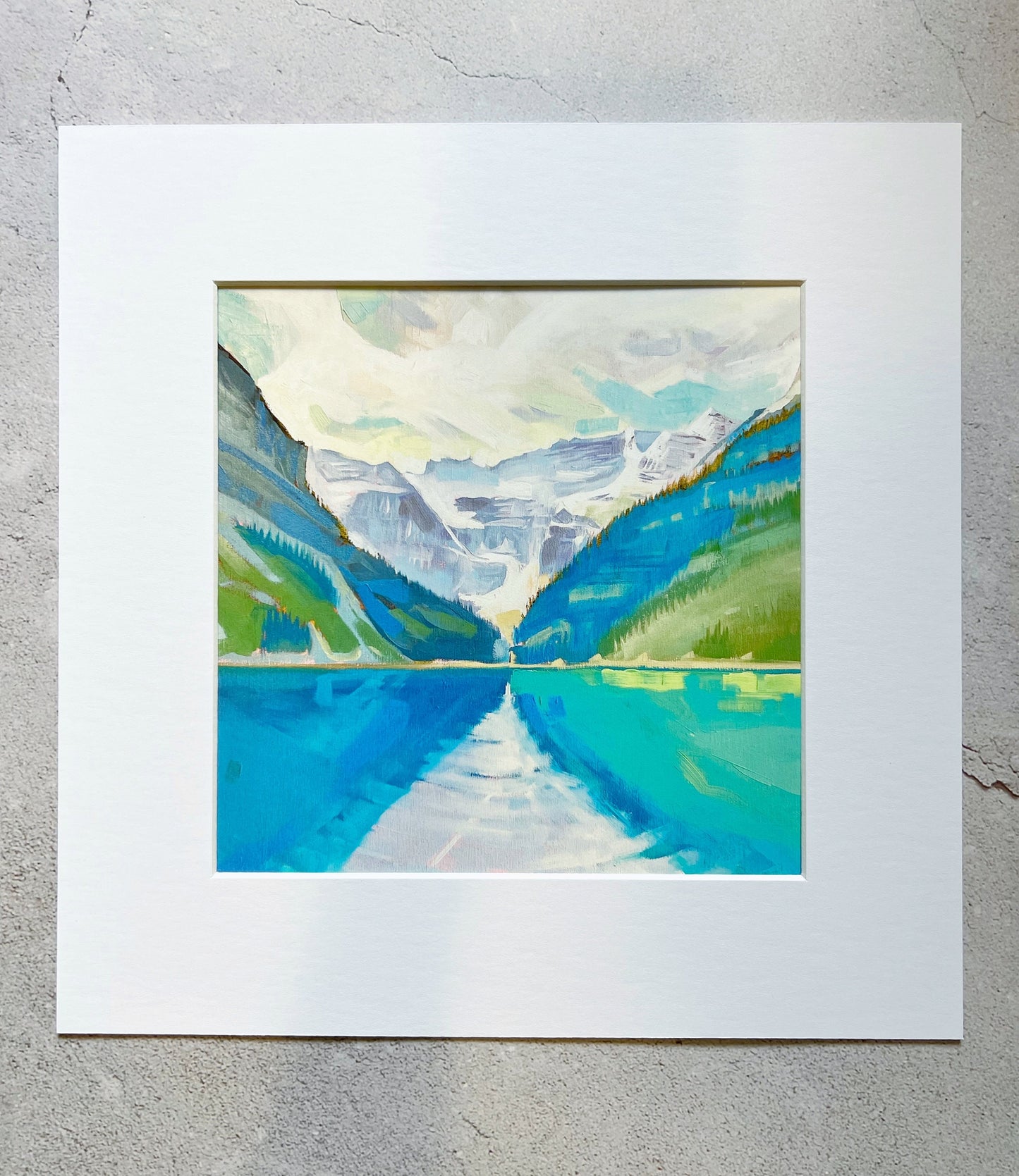 'Lake of the Little Fishes' Lake Louise Banff National Park Matted Art Print 8x8