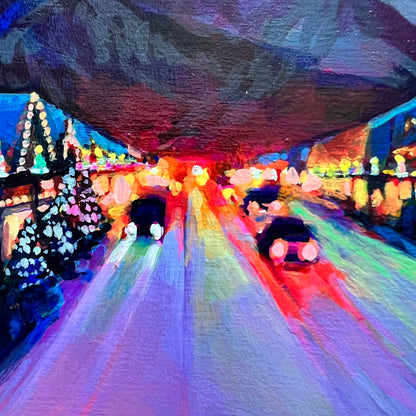 'Festive Banff Avenue' Flush Mount Print 6x6 Panel