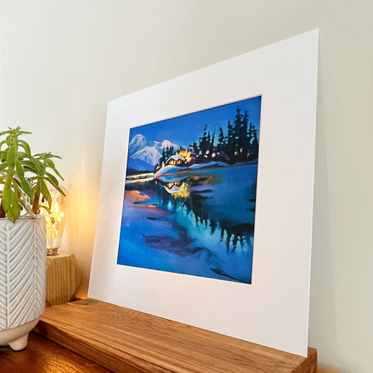 « Jour le plus court de l’année » Emerald Lake Matted Art Print 8x8