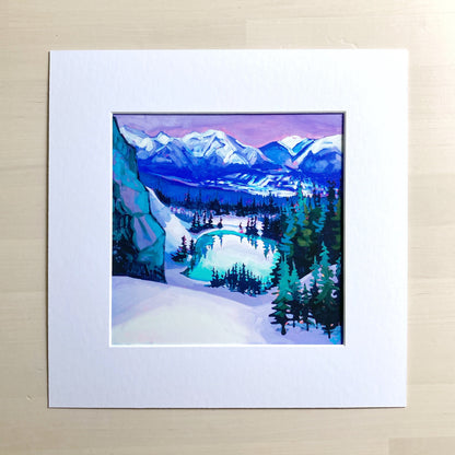 'Grassi Lakes Over Canmore' Matted Art Print 8x8